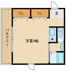 アドウニス ワンルームの間取図画像