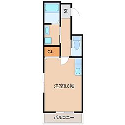 オーシママンション ワンルームの間取図画像