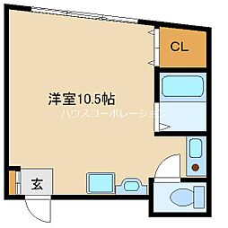 隆起出屋敷ビル ワンルームの間取図画像