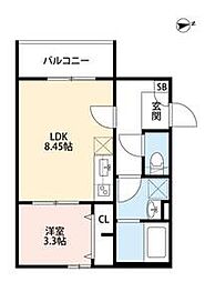 ビオ立花 1LDKの間取図画像