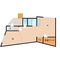 KT-6ビル ワンルームの間取図画像