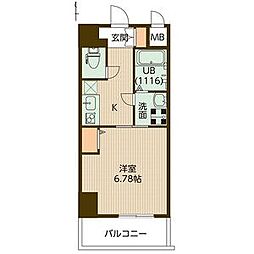 アリビオ立花3 1Kの間取図画像