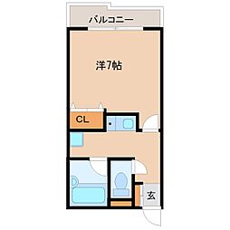ハイツアルペンアイガー 1Kの間取図画像