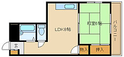 エスペラール武庫之荘 1LDKの間取図画像