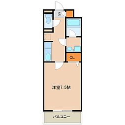 グラント塚口 1Kの間取図画像