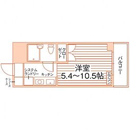 グランピーノ同心 1Kの間取図画像