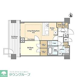 オアーゼ新宿市谷薬王寺 6階1LDKの間取り