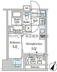 PARKAXIS神保町 1DKの間取図画像