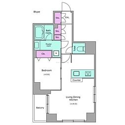 カージェ文京千石 1LDKの間取図画像