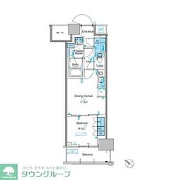 パークアクシス豊洲キャナル 1DKの間取図画像