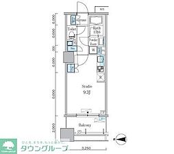 パークキューブ亀戸 1Kの間取図画像