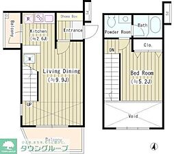 可染館 1LDKの間取図画像