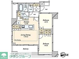 クレヴィア住吉扇橋 2LDKの間取図画像