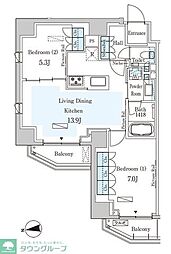 PARKAXIS三番町 2LDKの間取図画像