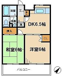 メトロステージ小日向 2DKの間取図画像