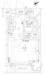 パークウェル湯島 1Kの間取図画像