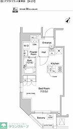 プラウドフラット東神田 ワンルームの間取図画像