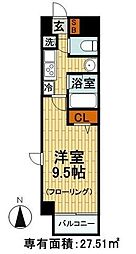 プレジール千駄木 1Kの間取図画像