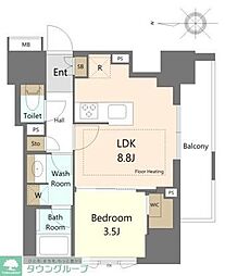 SUNWOODFLATS神田神保町 1LDKの間取図画像
