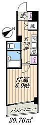 パークウェル千駄木駅前 1Kの間取図画像