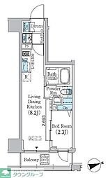 PrimeBliss東中野駅前 1LDKの間取図画像