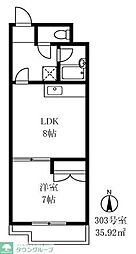パークサイドマンション松が丘 1LDKの間取図画像