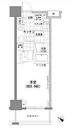 パークハビオ人形町 1Kの間取図画像