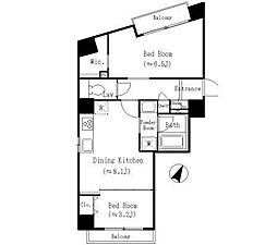 シエロ町屋 2DKの間取図画像