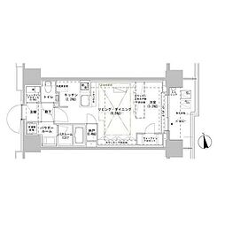 パークスフイア牛込神楽坂 ワンルームの間取図画像
