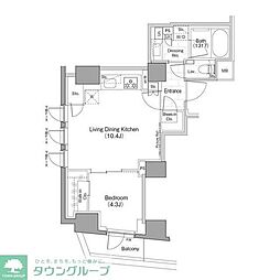 ザ・パークハビオ新宿 1LDKの間取図画像