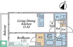CALM大塚 1LDKの間取図画像