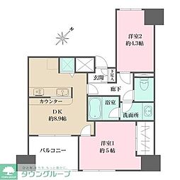 ウィン千駄木 2DKの間取図画像