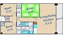 ヴィアーレ千里 3LDKの間取図画像