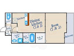 石塚ハイム 1LDKの間取図画像
