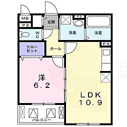 ヴィリダーリウム上山手 1LDKの間取図画像