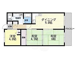 サンパレス桃山台 3DKの間取図画像