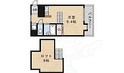 ボワーム箕面 1Kの間取図画像