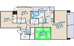 ジオ千里中央ビューコートC棟 3LDKの間取図画像