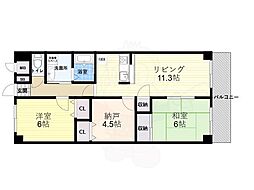 メゾンドール南千里 2SLDKの間取図画像