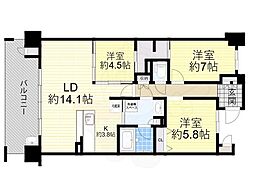 プレミスト北千里クラッシィD棟 3LDKの間取図画像