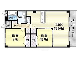 フローラルイズミ 2LDKの間取図画像