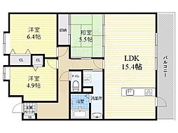 ウイング旭ケ丘 3LDKの間取図画像
