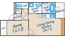GrandChariot千里中央 1LDKの間取図画像