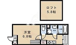 Cascademinoh 1Kの間取図画像