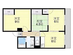 マンション楠 3DKの間取図画像