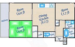 コスモハイツ上野 3DKの間取図画像