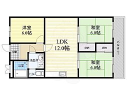 グリーンヒル千里 3LDKの間取図画像