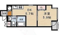 COZY豊中蛍池 1DKの間取図画像