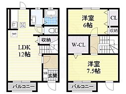 ヒルトップ千里山田 1階2LDKの間取り