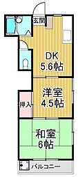 浜野ハイツ 2DKの間取図画像